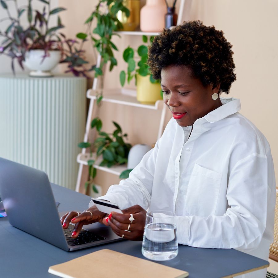 woman paying online