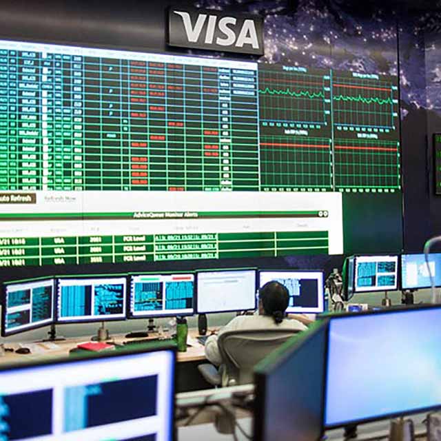 Visa data center control room.