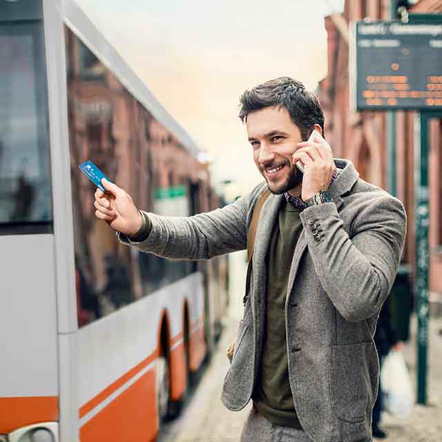Man Holding contactless card 